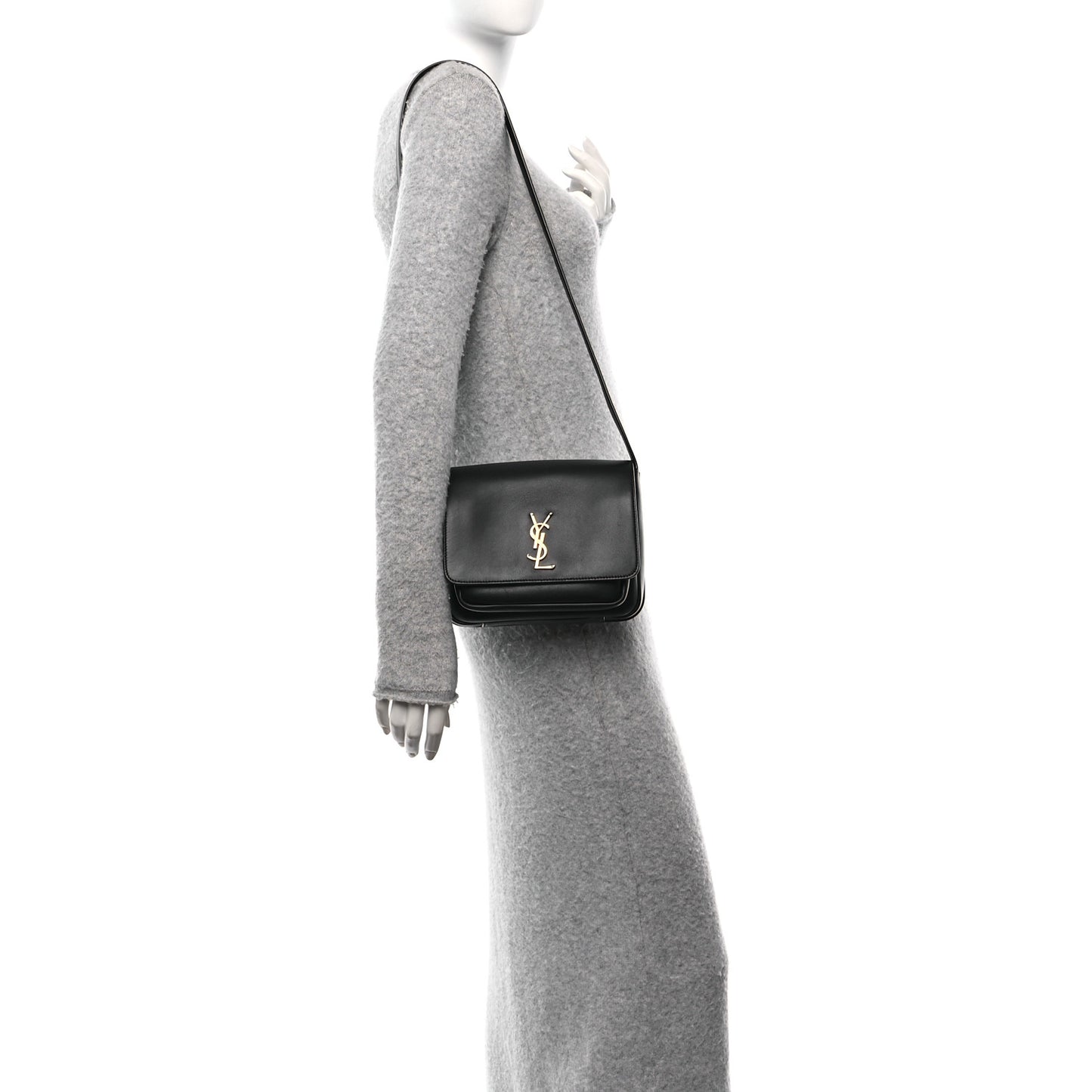 Grained Calfskin Monogram Niki Satchel Black