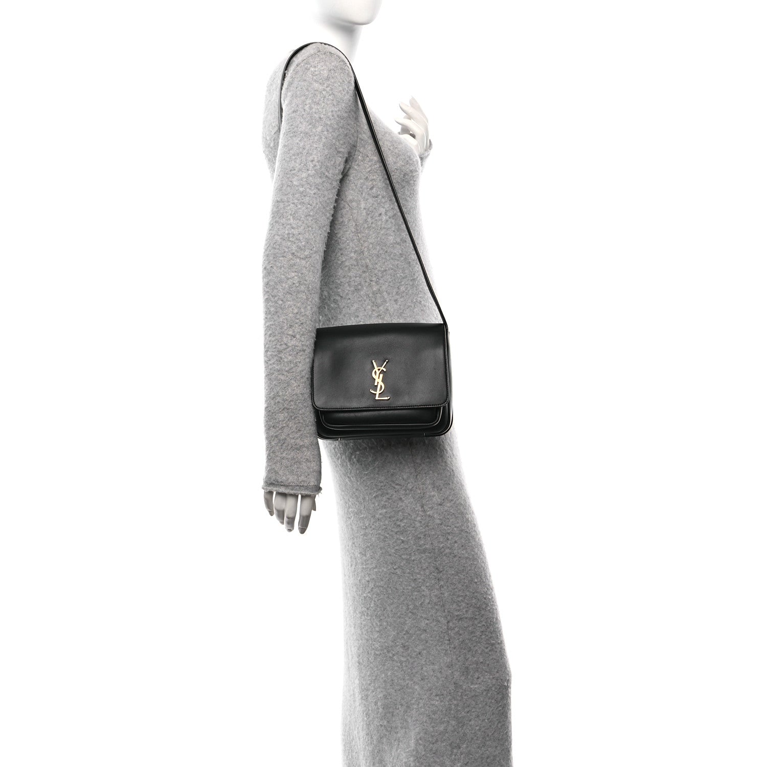 Saint Laurent Grained Calfskin Monogram Niki Satchel Black 2 of 10