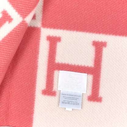 Hermes Wool Cashmere Avalon Baby Blanket Rose Airelle White 3 of 3