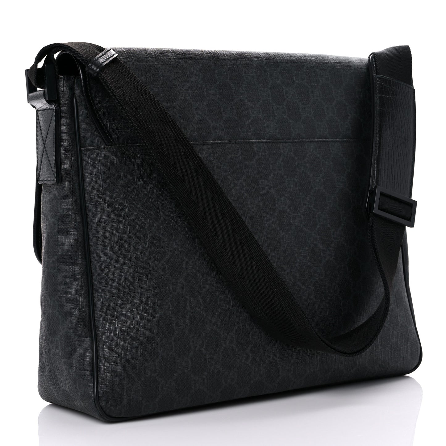 GG Plus Monogram Medium Flap Messenger Bag Black