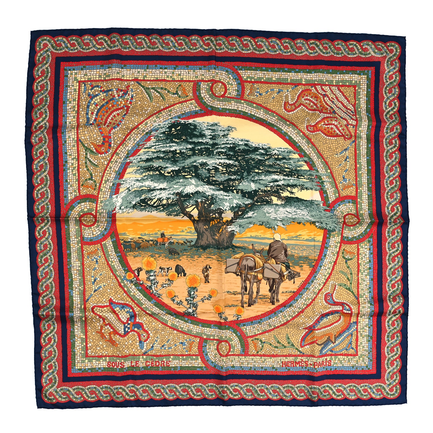 Hermes Silk Sous Le Cedre Scarf 90 1 of 5