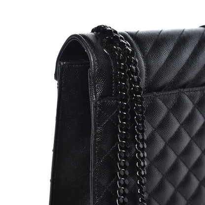 Saint Laurent Grain De Poudre Textured Mixed Matelasse Large Triquilt Monogram Monochrome Satchel Black 12 of 14