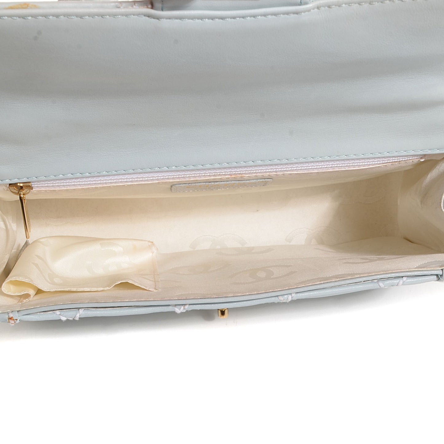 Calfskin Quilted Wild Stitch Flap Light Blue