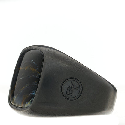 David Yurman Black Titanium Pietersite Mens Cable Signet Ring 61 9.75 3 of 5
