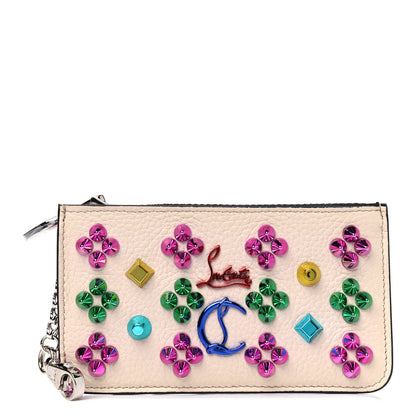 Christian Louboutin Calfskin Panettone Studded Zip Card Holder Ballerina Multicolor 1 of 5