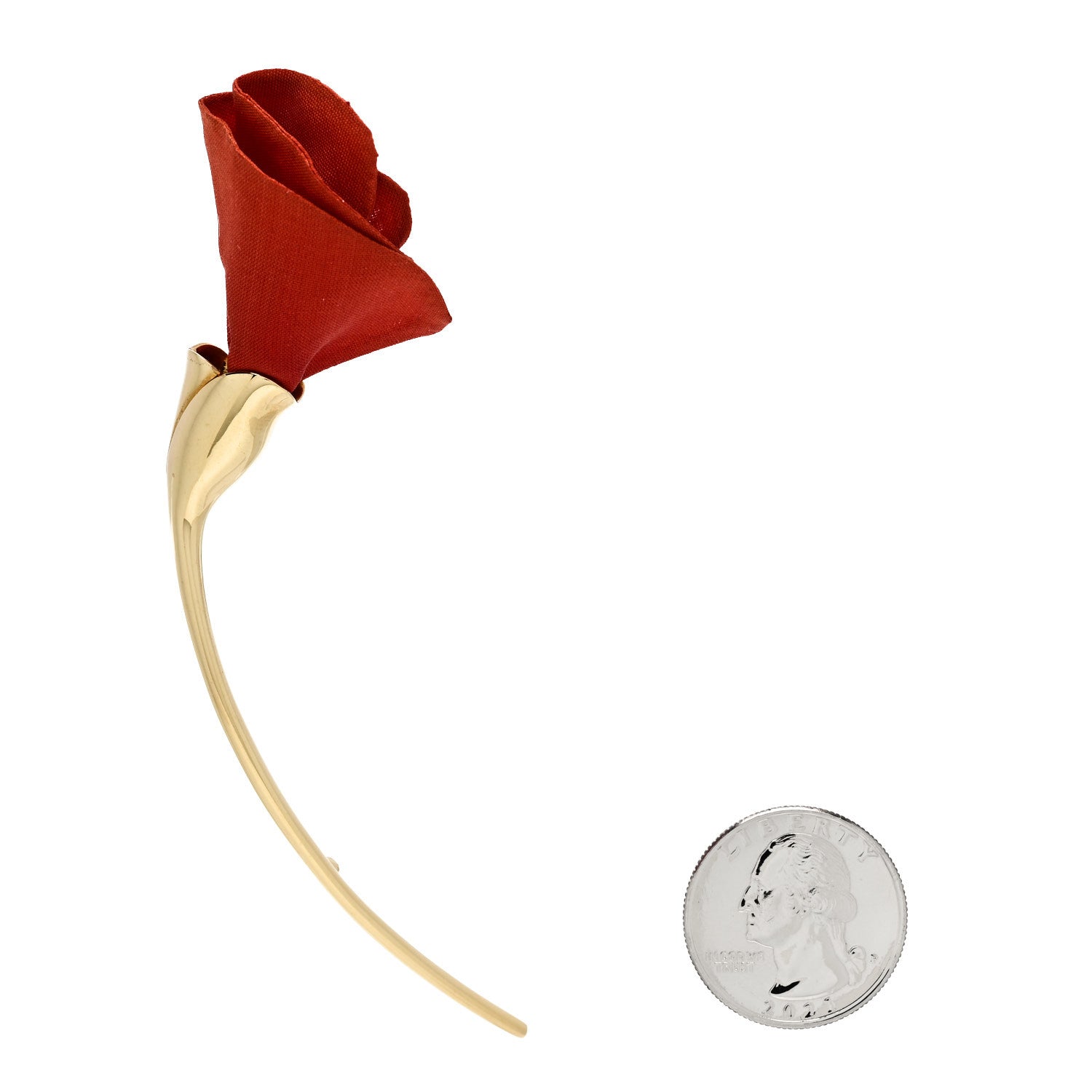 Tiffany & Co. レッドローズブローチ Tiffany 18K Yellow Gold Silk Elsa Peretti Amapola Flower Brooch