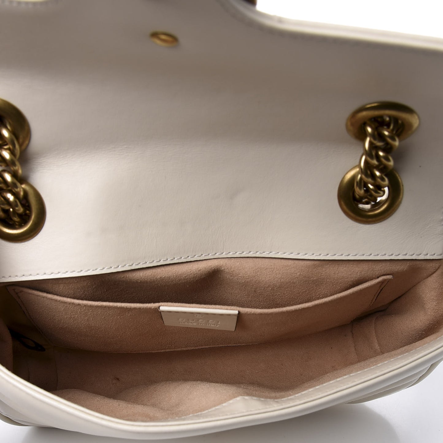 Calfskin Matelasse Mini GG Marmont Shoulder Bag White