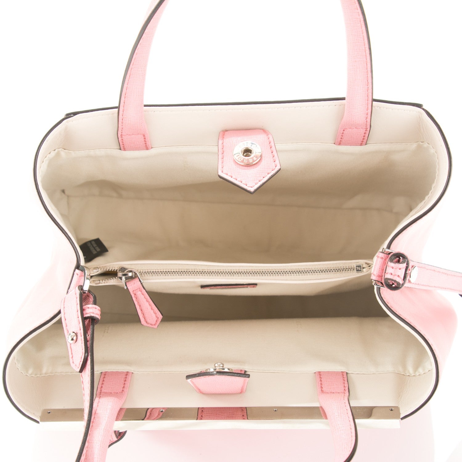 Fendi Vitello Elite Flamingo Mink Monster Charm Petite 2Jours Tote Pink Multicolor 5 of 16