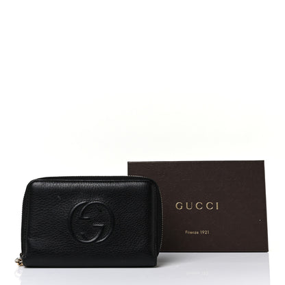 Gucci Pebbled Calfskin Medium Soho Zip Around Wallet Black 10 of 10