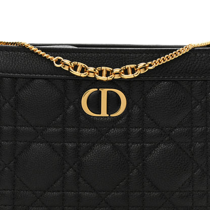 Christian Dior Calfskin Cannage Caro Zipped Pouch With Chain Black 7 of 10