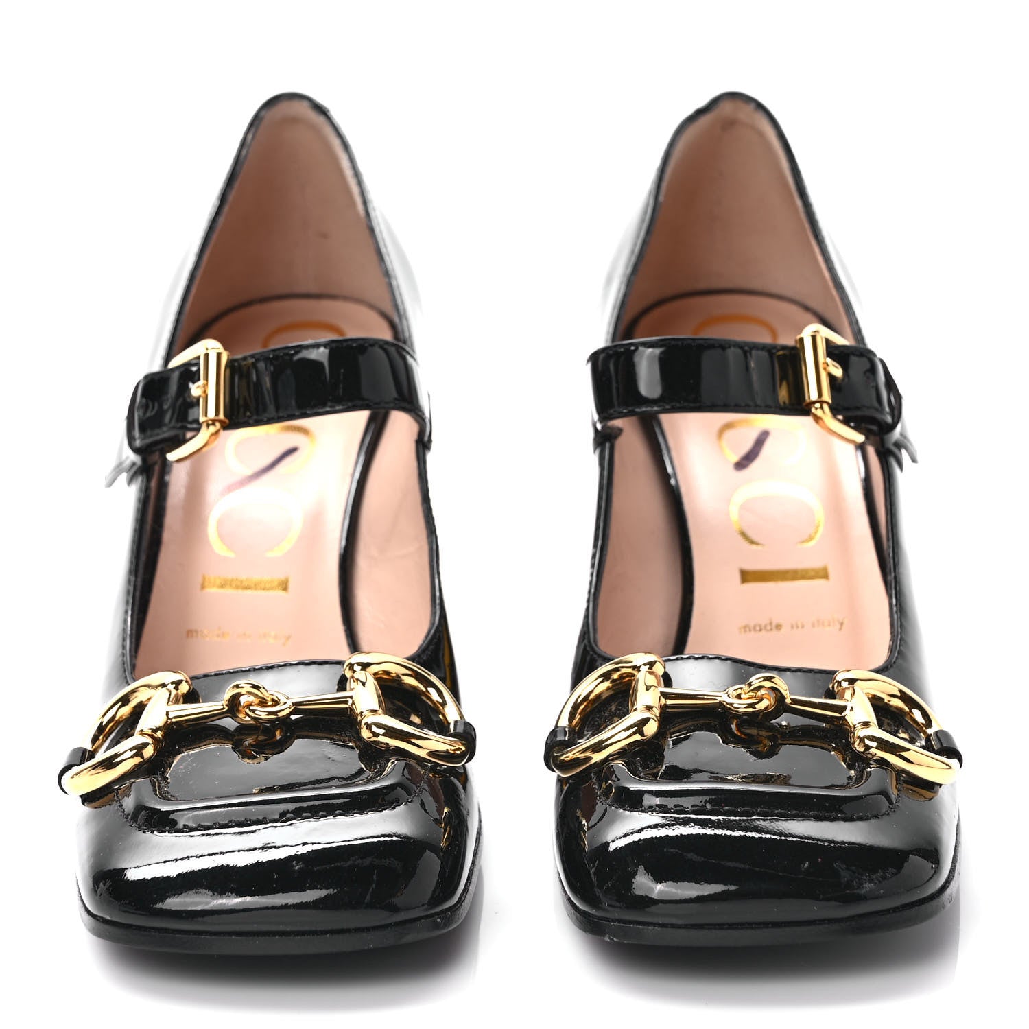 Gucci Patent Womens Horsebit Mid-Heel Mary Jane Pumps 37 Black 2 of 9