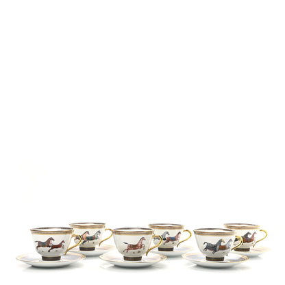 Hermes Porcelain Cheval d'Orient Tea Cup and Saucer Set of 6 1 of 11