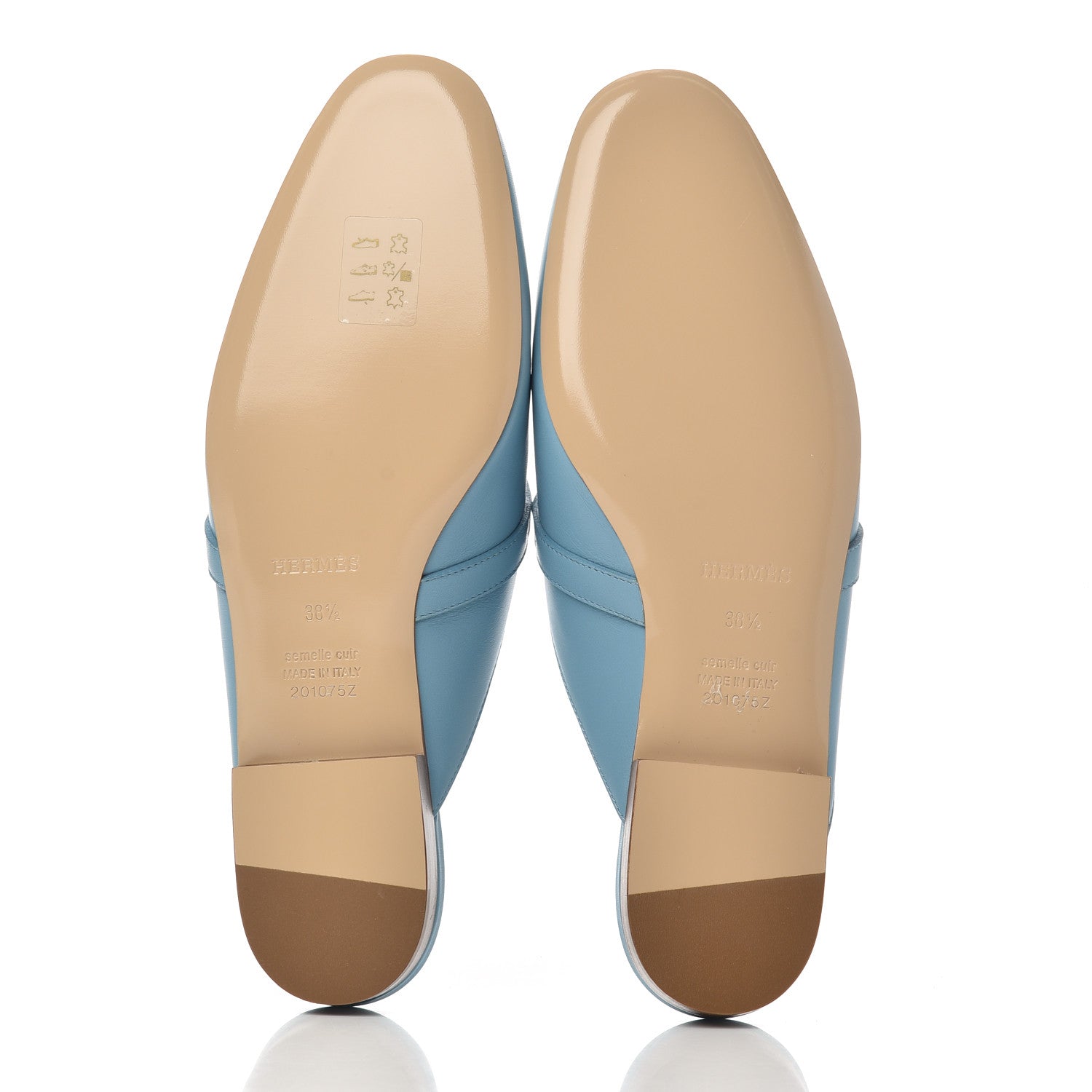 Hermes Calfskin Oz Mules 38.5 Ciel 5 of 11