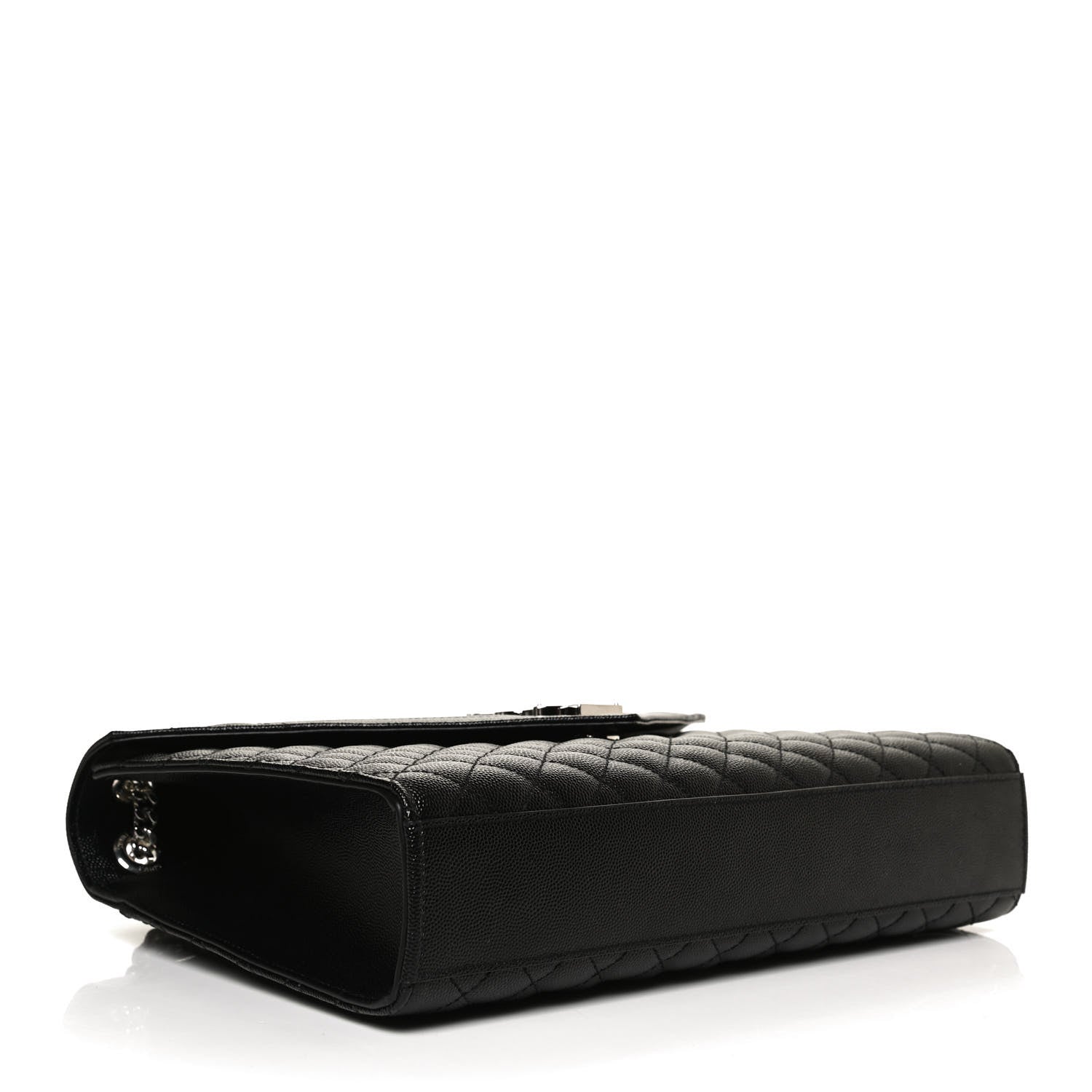 Saint Laurent Grain De Poudre Textured Mixed Matelasse Large Triquilt Monogram Satchel Black 4 of 11