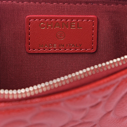 Chanel Caviar Camellia Embossed Classic Flat Wallet Pouch Red 5 of 7