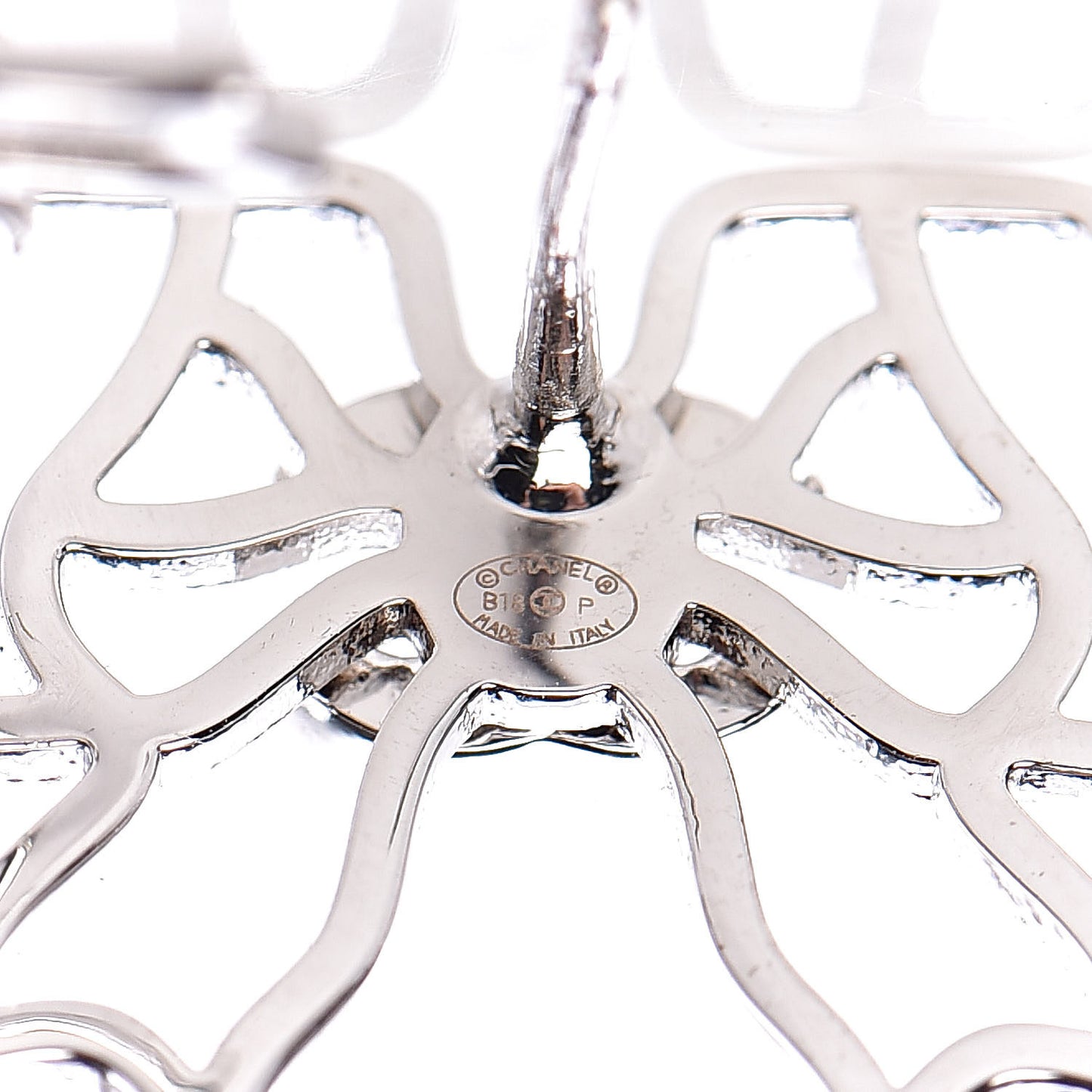 Crystal CC Bow Earrings Silver