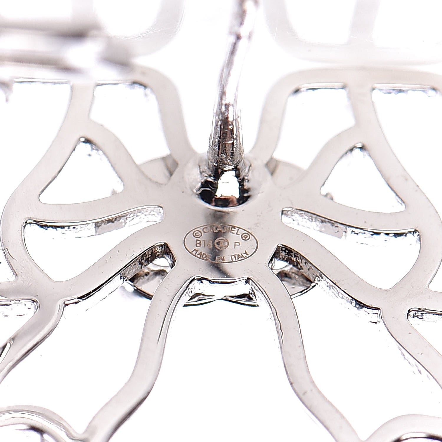 Chanel Crystal CC Bow Earrings Silver 4 of 4