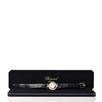 Chopard 18K Yellow Gold Alligator Diamond Pave Bezel 25mm Happy Diamonds Quartz Watch 9 of 9