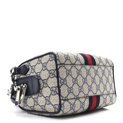 Gucci GG Supreme Monogram Textured Dollar Calfskin Web Mini Ophidia Top Handle Bag Beige Blue 4 of 11
