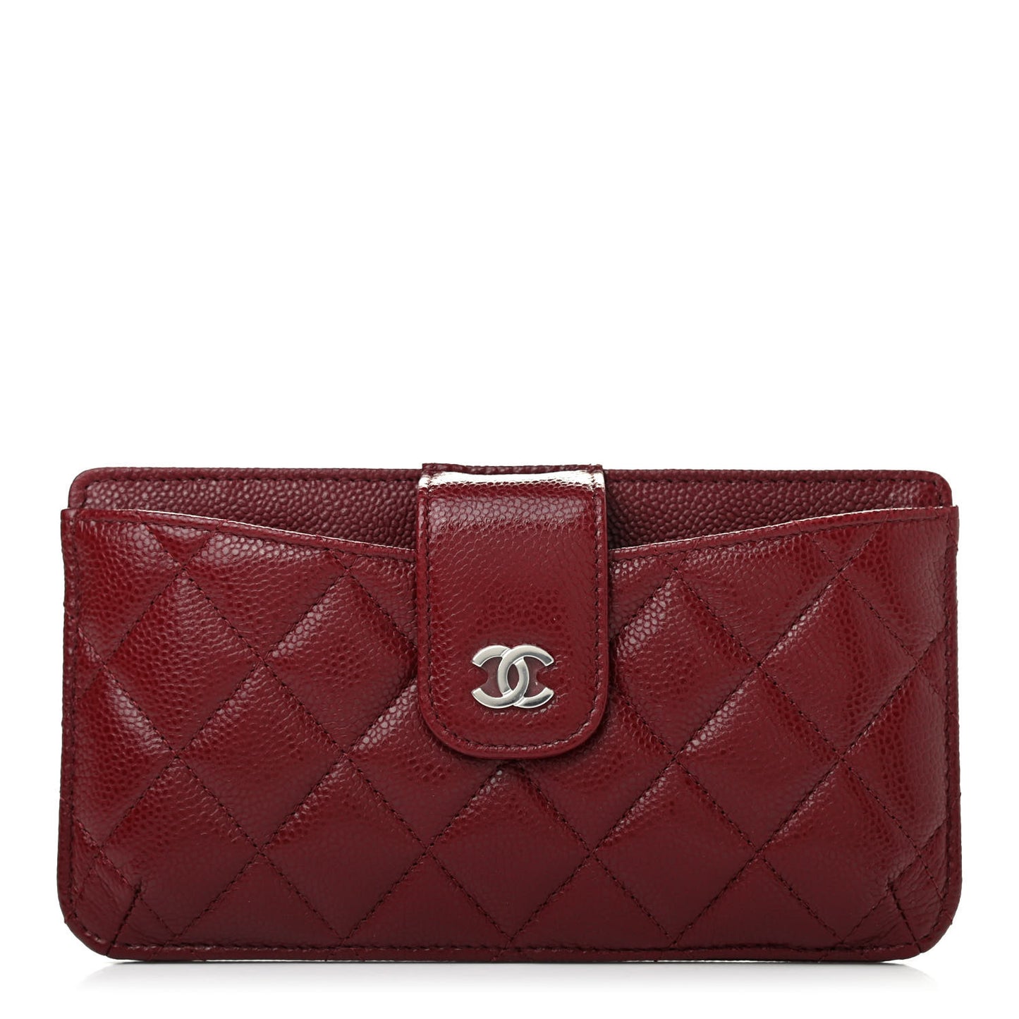 Caviar Quilted Phone Holder Wallet on Removable Chain Insert Red