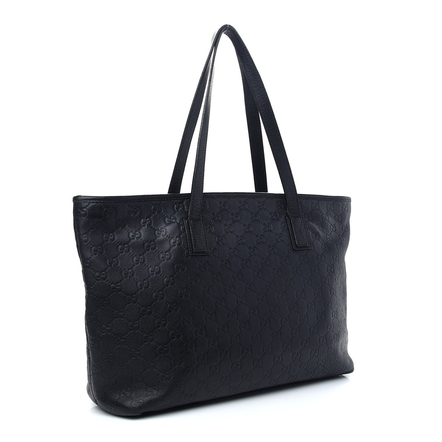 Guccissima Medium Zippered Shopping Tote Black