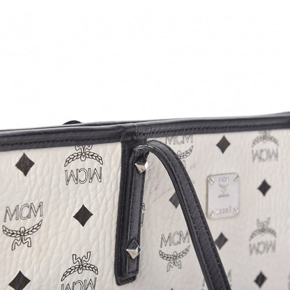 MCM Visetos Medium Anya Zip Top Shopper Tote White 11 of 17