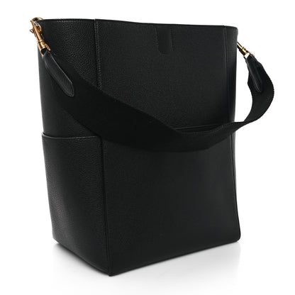 Celine Soft Grained Calfskin Sangle Bucket Bag Black 3 of 10