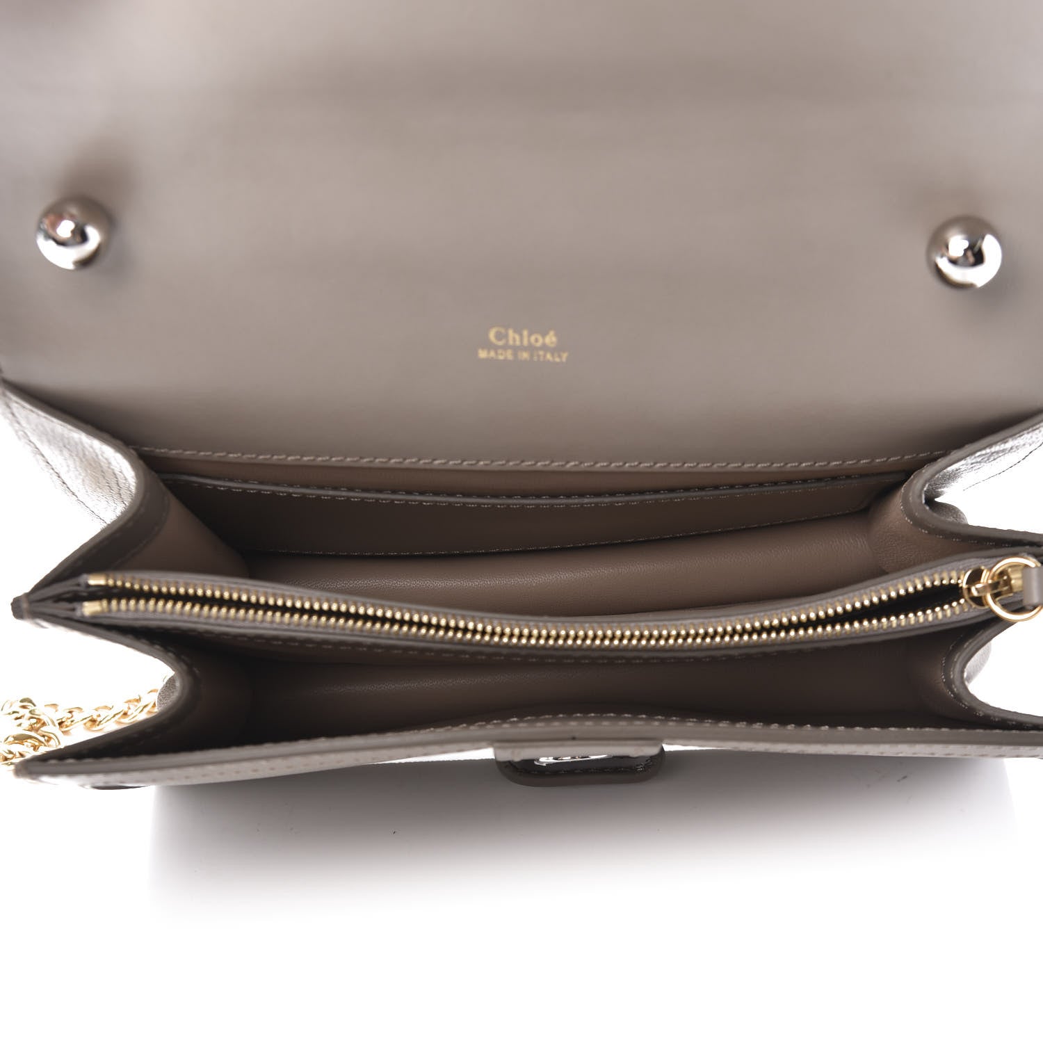 Chloe Shiny Goatskin Calfskin Aby Chain Shoulder Bag Motty Grey 5 of 9
