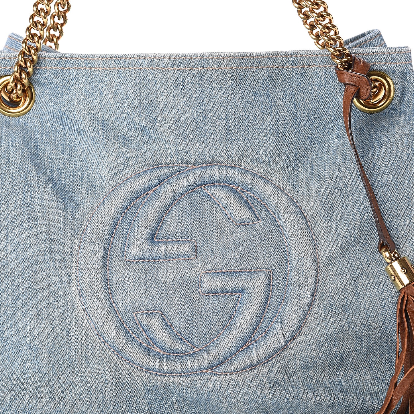 Denim Medium Soho Chain Shoulder Bag Blue