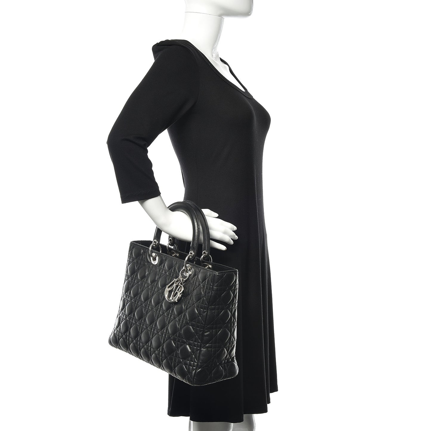 Lambskin Cannage Large Lady Dior Black