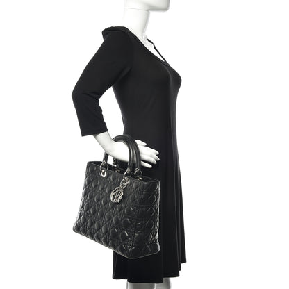 Christian Dior Lambskin Cannage Large Lady Dior Black 2 of 16