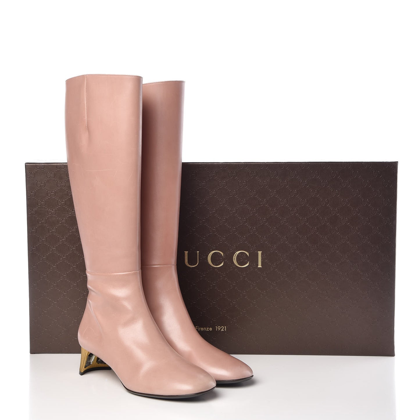 Calfskin Knee High Crystal Boots 38.5 Light Malve