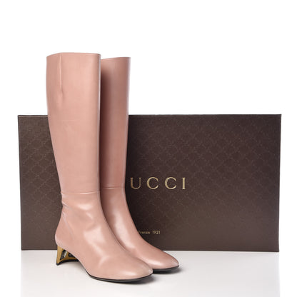 Gucci Calfskin Knee High Crystal Boots 38.5 Light Malve 14 of 14