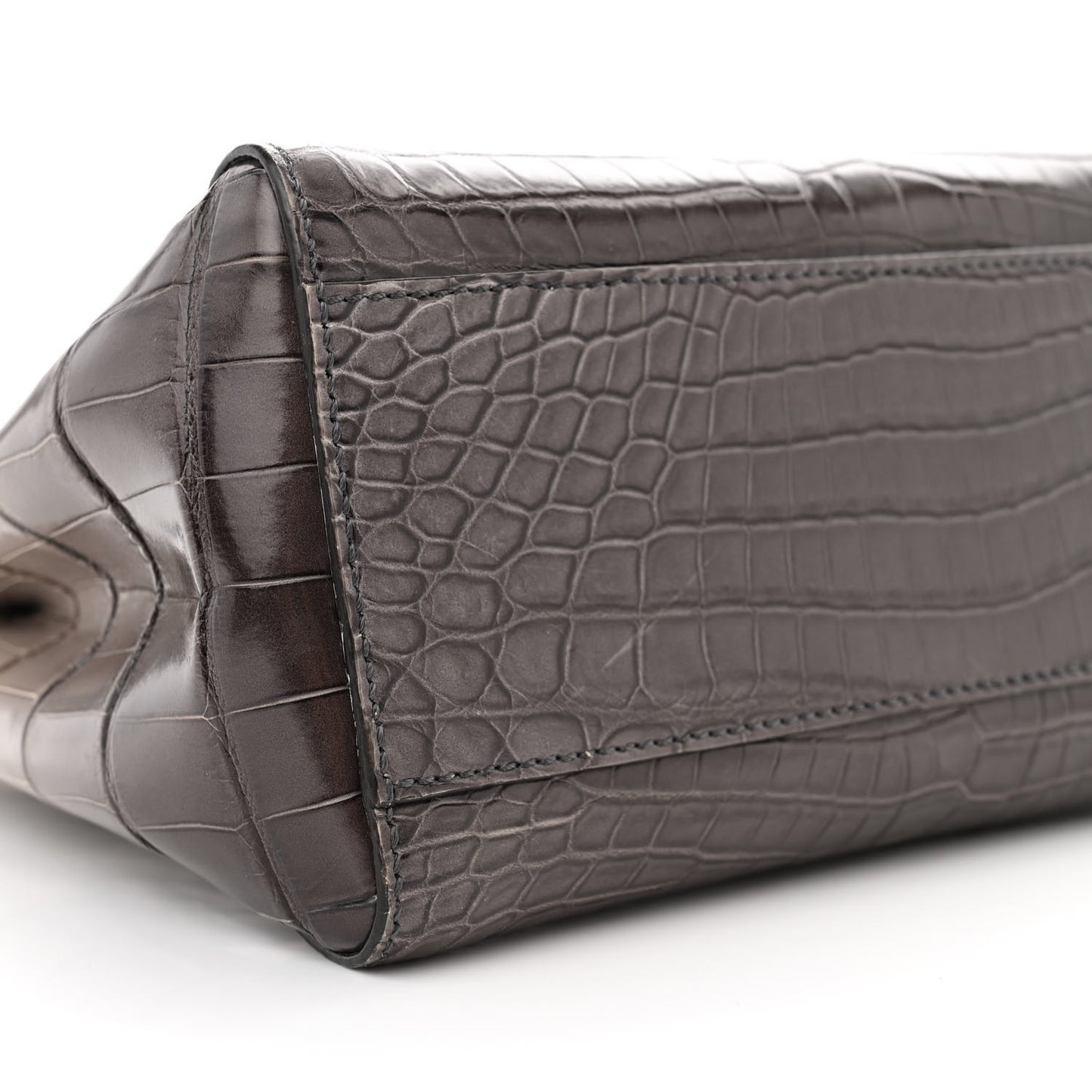 Shiny Crocodile Shiny Nappa Degrade Mini Peekaboo Iconic Satchel Grey