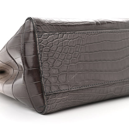 Fendi Shiny Crocodile Shiny Nappa Degrade Mini Peekaboo Iconic Satchel Grey 9 of 12