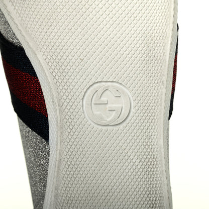 Gucci Glitter Fabric Studded Web Womens Sneakers 36.5 Silver 6 of 11