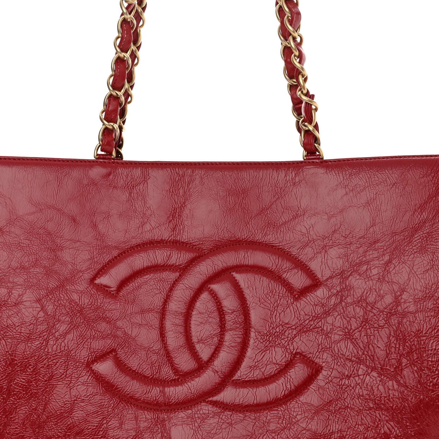 Chanel Shiny Aged Calfskin Shopping Bag Red 8 of 15