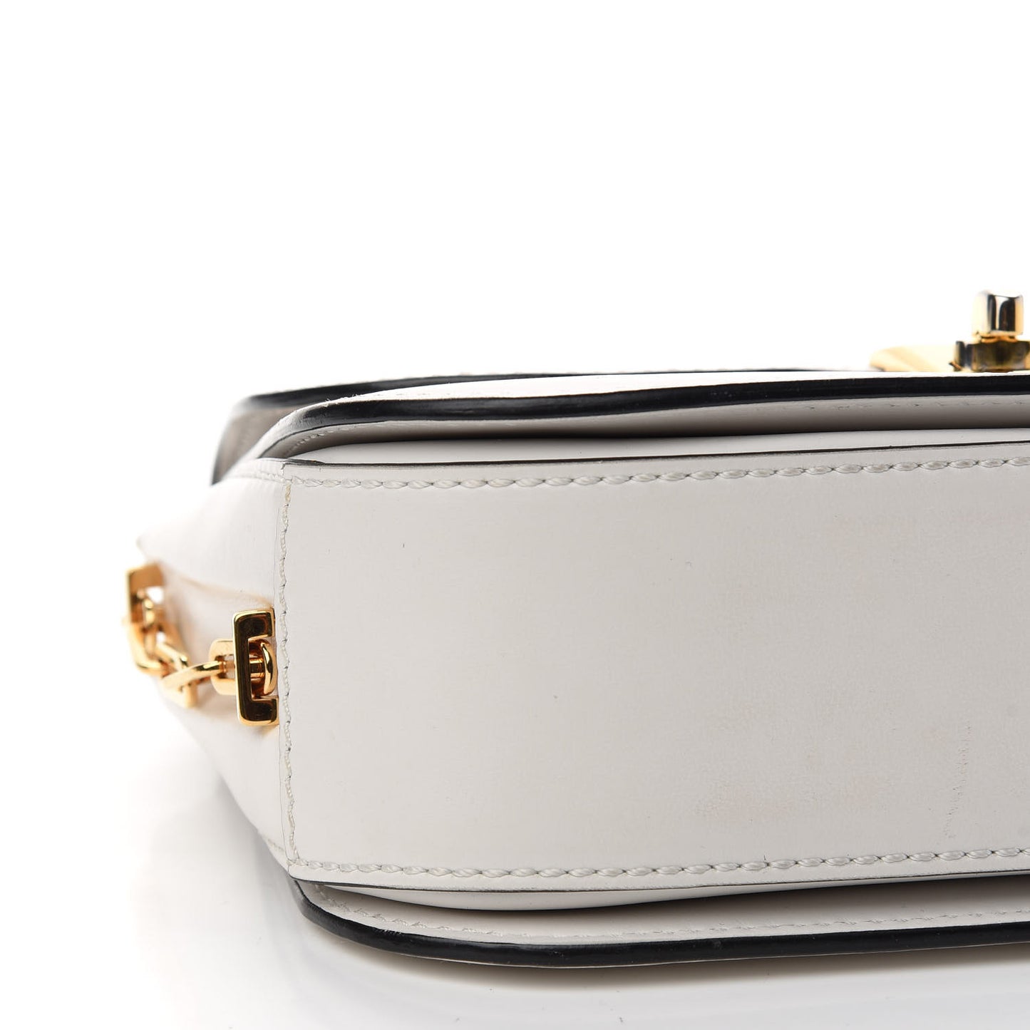 Vitello Chain Flap Bag White