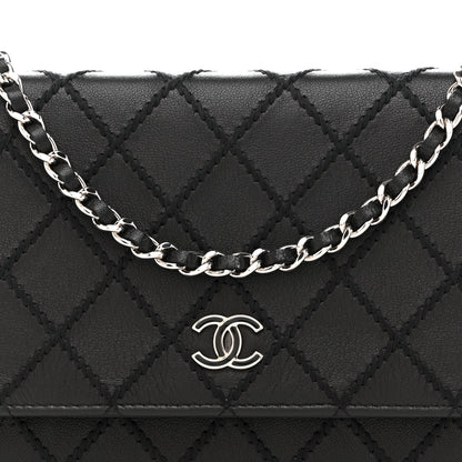 Chanel Calfskin Whipstitch Wallet On Chain WOC Black 9 of 11