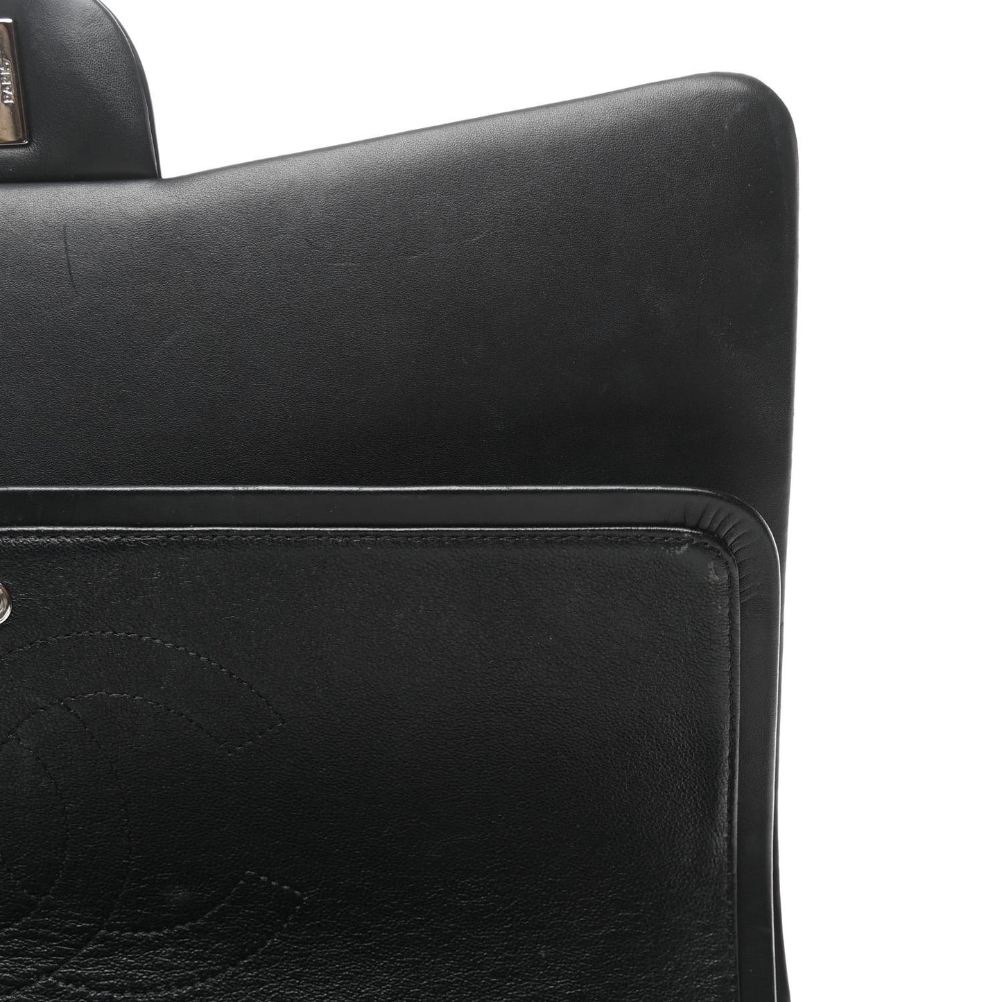 Patent Quilted Maxi Double Flap Black
