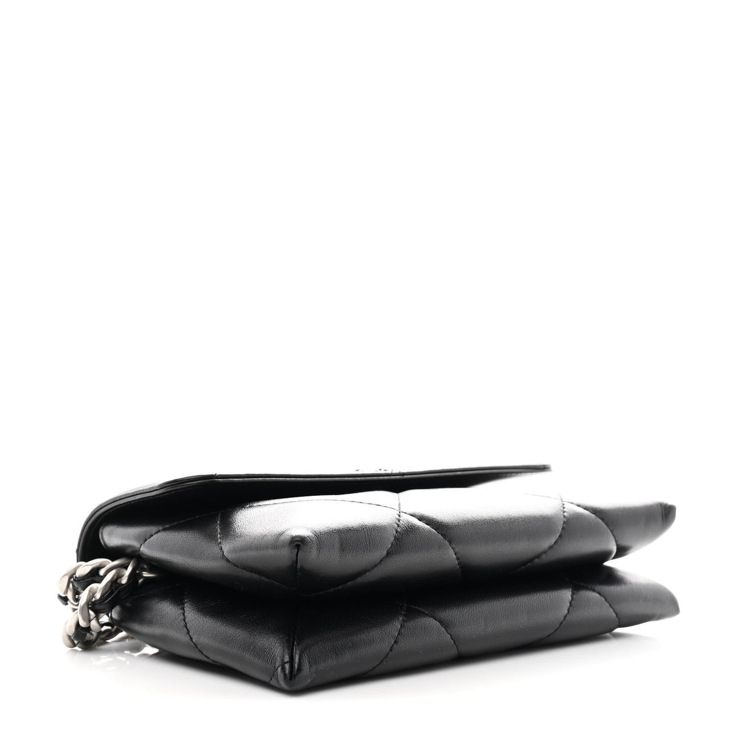 Lambskin Quilted Chanel 19 Flap Clutch Black