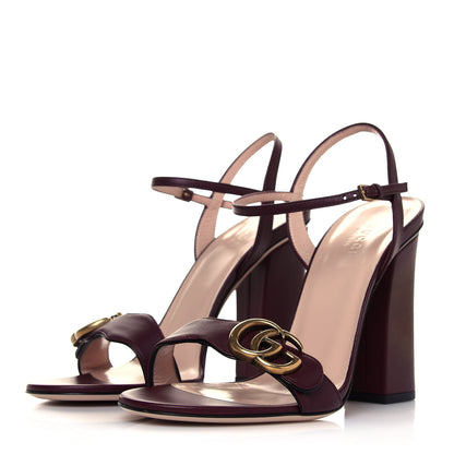 Gucci Lifford Calfskin GG Marmont Ankle Wrap 105mm Sandals 39 Vintage Bordeaux 3 of 10