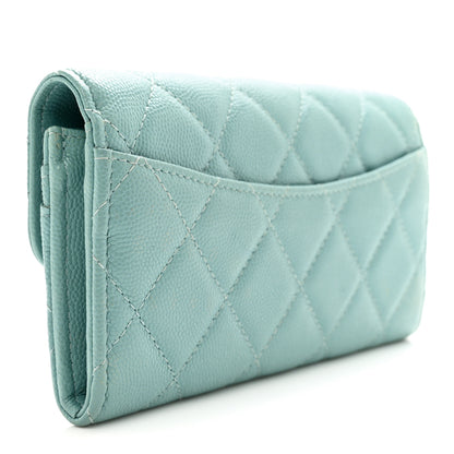 Chanel Caviar Quilted Medium Gusset Flap Wallet Light Blue 3 of 10