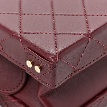 Chanel Calfskin Quilted Studded Square Vanity Case Burgundy 10 of 14