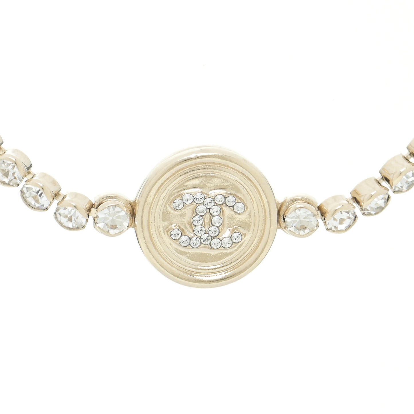Crystal CC Chain Short Necklace Gold