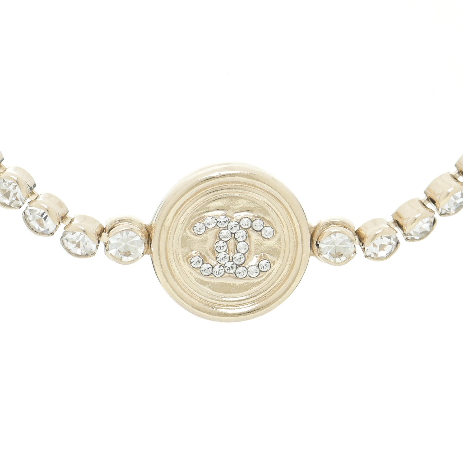 Chanel Crystal CC Chain Short Necklace Gold 4 of 6