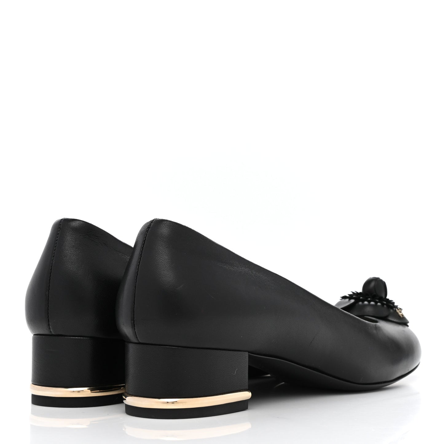 Lambskin Camellia Ballerina Flats 38 Black