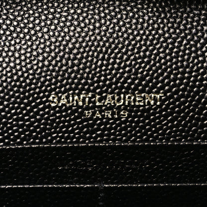Saint Laurent Grain De Poudre Matelasse Chevron Monogram Chain Wallet Black 6 of 8