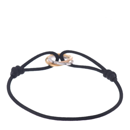 Cartier 18K White Yellow Pink Gold Diamond Trinity Cord Bracelet Black 3 of 4