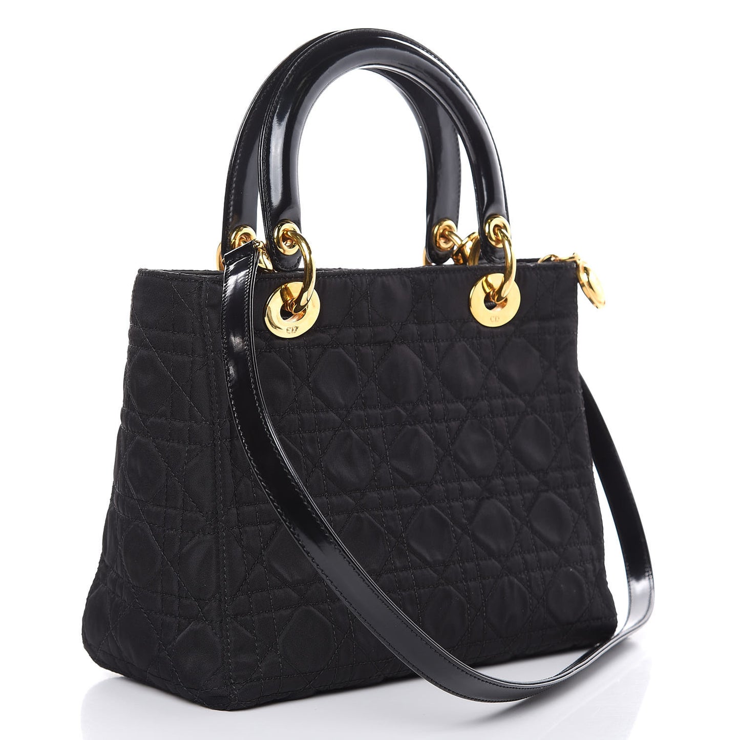 Nylon Cannage Medium Lady Dior Black